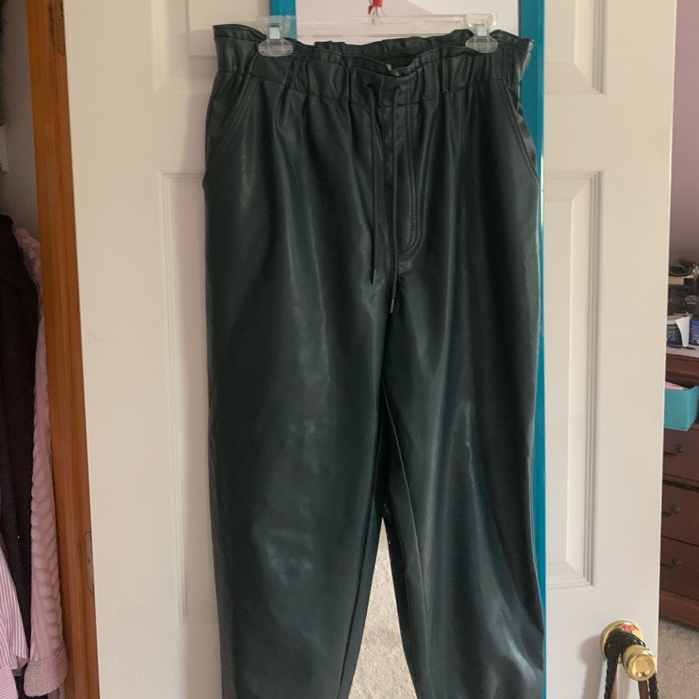 Abercrombie Green Leather Joggers